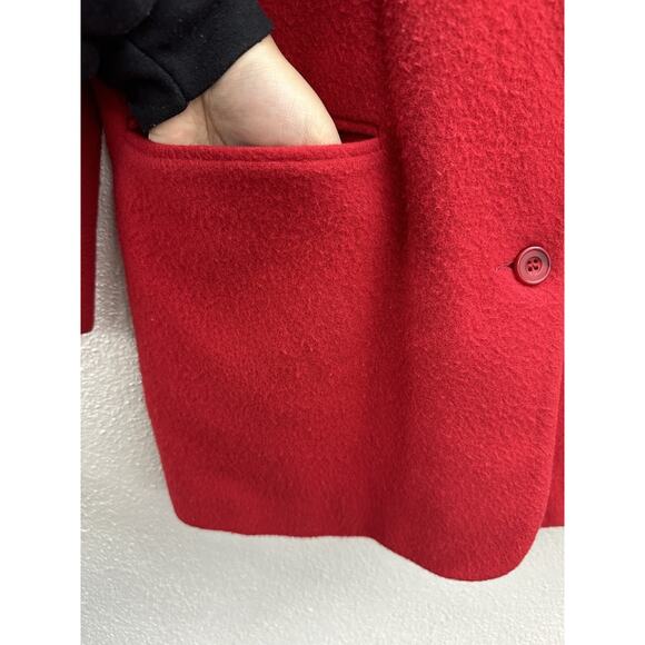 G. H. Bass & Co Womens Coat Size Small Red Wool Long Sleeve Button Up Collared - Picture 6 of 15